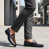 Bugatti Mansueto Flex Revo Blue Premium Leather Comfort Slip-On Formal