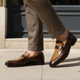Bugatti Mansueto Flex Revo Brown Premium Leather Comfort Slip-On Formal