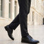 bugatti Laci Light Black premium leather derby shoes with matching trousers and black socks.
