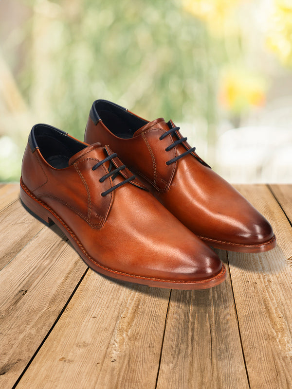 bugatti Lark flex Cognac  Premium Leather Comfort Derby Formal shoes