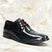 A blue Men's bugatti Derby featuring a pointed toe plain toe, stacked heel. Made from premium genuine leather with a durable leather outsole, this laces design offers both style and comfort.