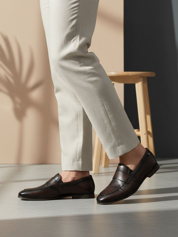 bugatti Tryst dark brown  Premium Leather Comfort Penny Loafers