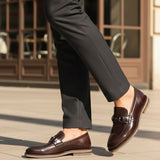 Bugatti Sula Revo Light Dark Brown Premium Leather Comfort Slip-On Formal