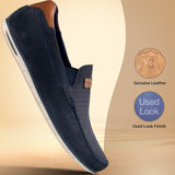 bugatti Chesley Dark Blue  Premium Leather Comfort Slip-Ons Casual