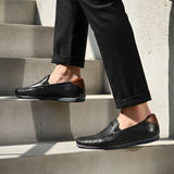 bugatti Chesley dark blue  Premium Leather Comfort Slip-Ons Casual