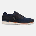 A blue Men's bugatti  Sneakers featuring a round toe plain toe, zero heels heel. Made from textile with a durable rubber outsole, this laces design offers both style and comfort.