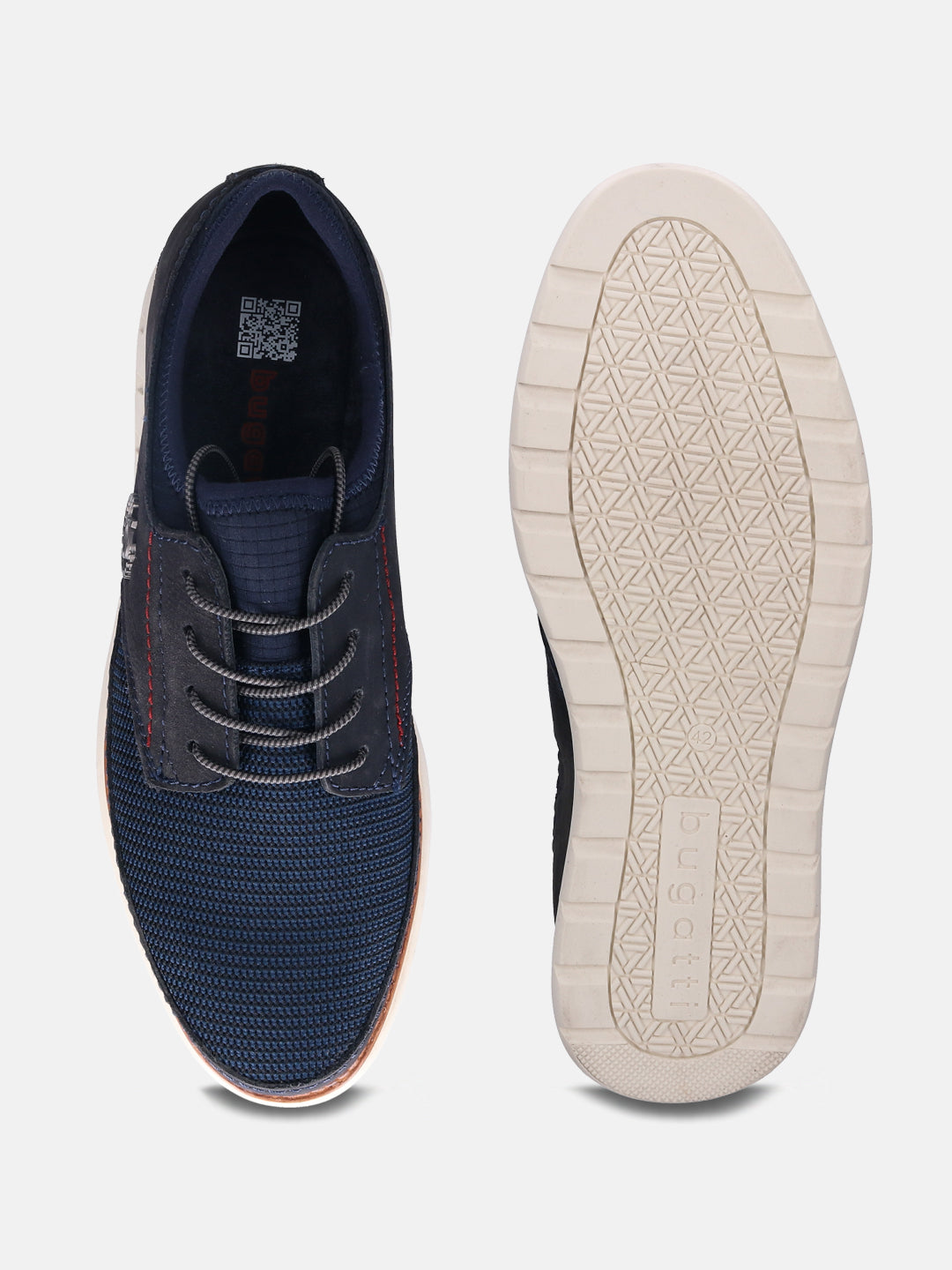 A blue Men's bugatti  Sneakers featuring a round toe plain toe, zero heels heel. Made from textile with a durable rubber outsole, this laces design offers both style and comfort.