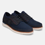 A blue Men's bugatti  Sneakers featuring a round toe plain toe, zero heels heel. Made from textile with a durable rubber outsole, this laces design offers both style and comfort.
