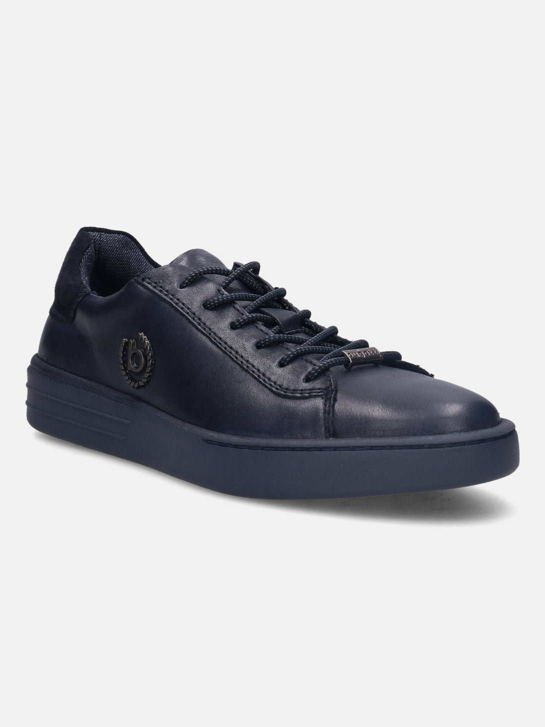 A blue Men's bugatti  Sneakers featuring a round toe plain toe, zero heels heel. Made from premium genuine leather with a durable tr outsole, this laces design offers both style and comfort.