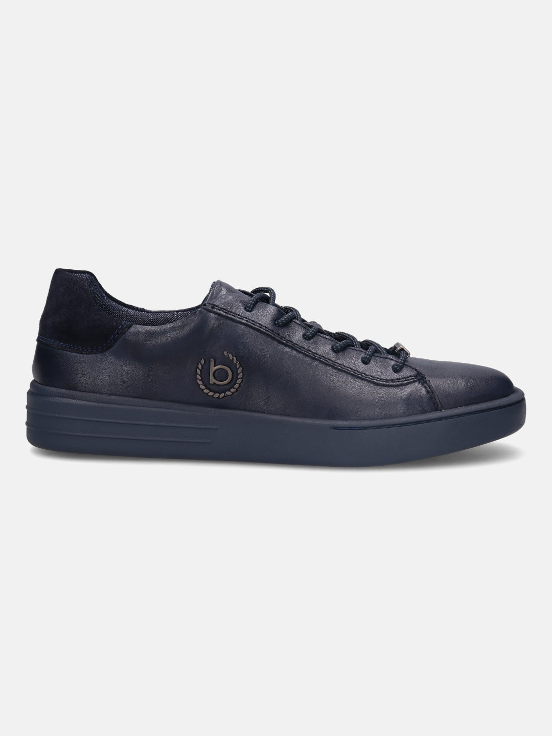 A blue Men's bugatti  Sneakers featuring a round toe plain toe, zero heels heel. Made from premium genuine leather with a durable tr outsole, this laces design offers both style and comfort.