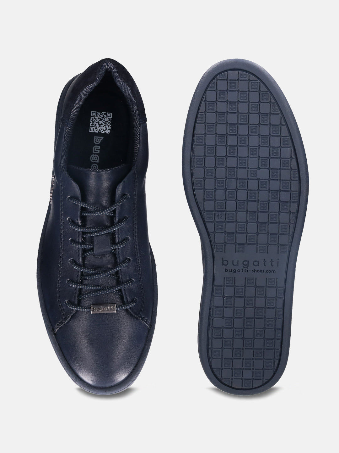 A blue Men's bugatti  Sneakers featuring a round toe plain toe, zero heels heel. Made from premium genuine leather with a durable tr outsole, this laces design offers both style and comfort.