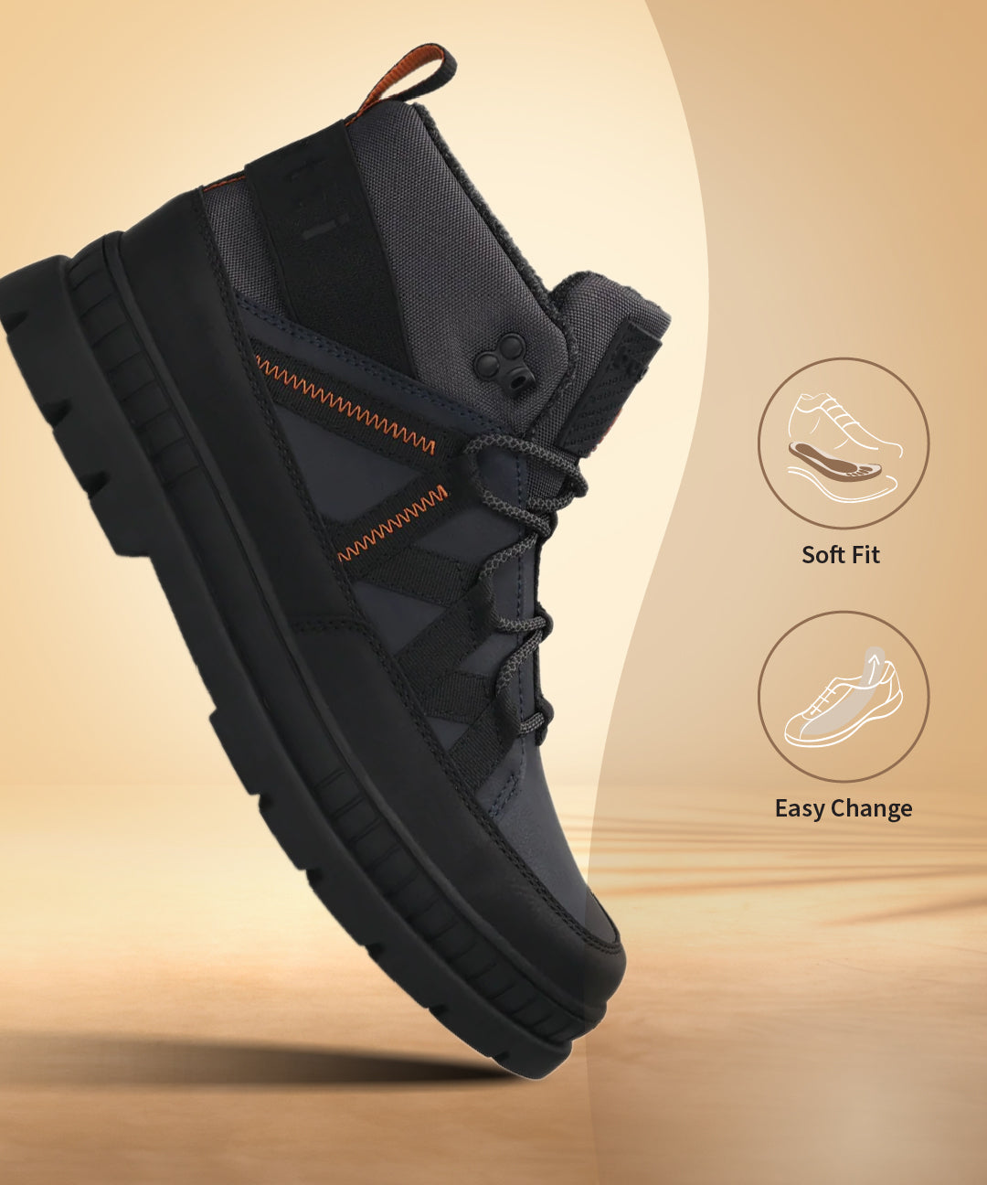 A blue Men's bugatti Casual Boots featuring a round toe plain toe, stacked heel. Made from synthetic with a durable tpr outsole, this laces design offers both style and comfort.