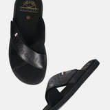 bugatti Derek black  Premium Leather Comfort Cross Strap Sandals