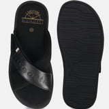bugatti Derek black  Premium Leather Comfort Cross Strap Sandals