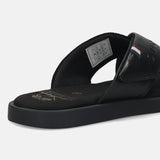 bugatti Derek black  Premium Leather Comfort Cross Strap Sandals