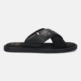 bugatti Derek black  Premium Leather Comfort Cross Strap Sandals