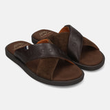 bugatti Derek dark brown  Premium Leather Comfort Cross Strap Sandals