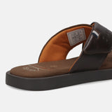 bugatti Derek dark brown  Premium Leather Comfort Cross Strap Sandals