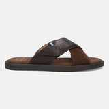 bugatti Derek dark brown  Premium Leather Comfort Cross Strap Sandals