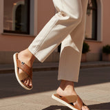 bugatti Derek cognac  Premium Leather Comfort Cross Strap Sandals