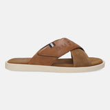 bugatti Derek cognac  Premium Leather Comfort Cross Strap Sandals