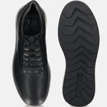 Men's Bugatti lifestyle black leather shoes with a round toe , a eva outsole , and laces fastening.
