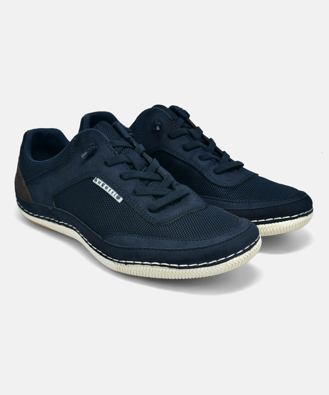 A blue Men's bugatti Sneakers featuring a round plain toe, zero heels heel. Made from synthetic with a durable tpr outsole, this laces design offers both style and comfort.