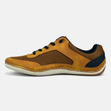 A yellow Men's bugatti Sneakers featuring a round plain toe, zero heels heel. Made from synthetic with a durable tpr outsole, this laces design offers both style and comfort.