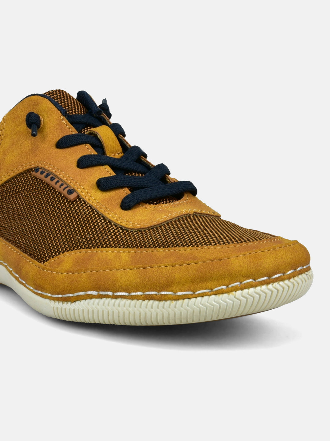 A yellow Men's bugatti Sneakers featuring a round plain toe, zero heels heel. Made from synthetic with a durable tpr outsole, this laces design offers both style and comfort.