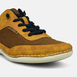 A yellow Men's bugatti Sneakers featuring a round plain toe, zero heels heel. Made from synthetic with a durable tpr outsole, this laces design offers both style and comfort.