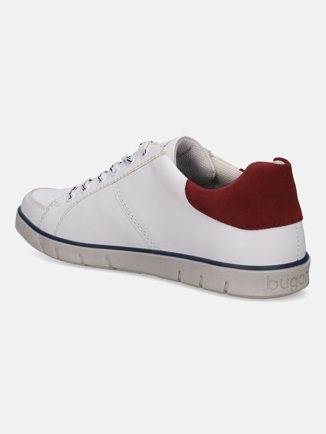A white Men's bugatti Sneakers featuring a round plain toe, zero heels heel. Made from synthetic with a durable tpr outsole, this laces design offers both style and comfort.