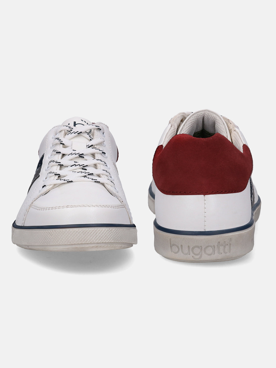 A white Men's bugatti Sneakers featuring a round plain toe, zero heels heel. Made from synthetic with a durable tpr outsole, this laces design offers both style and comfort.