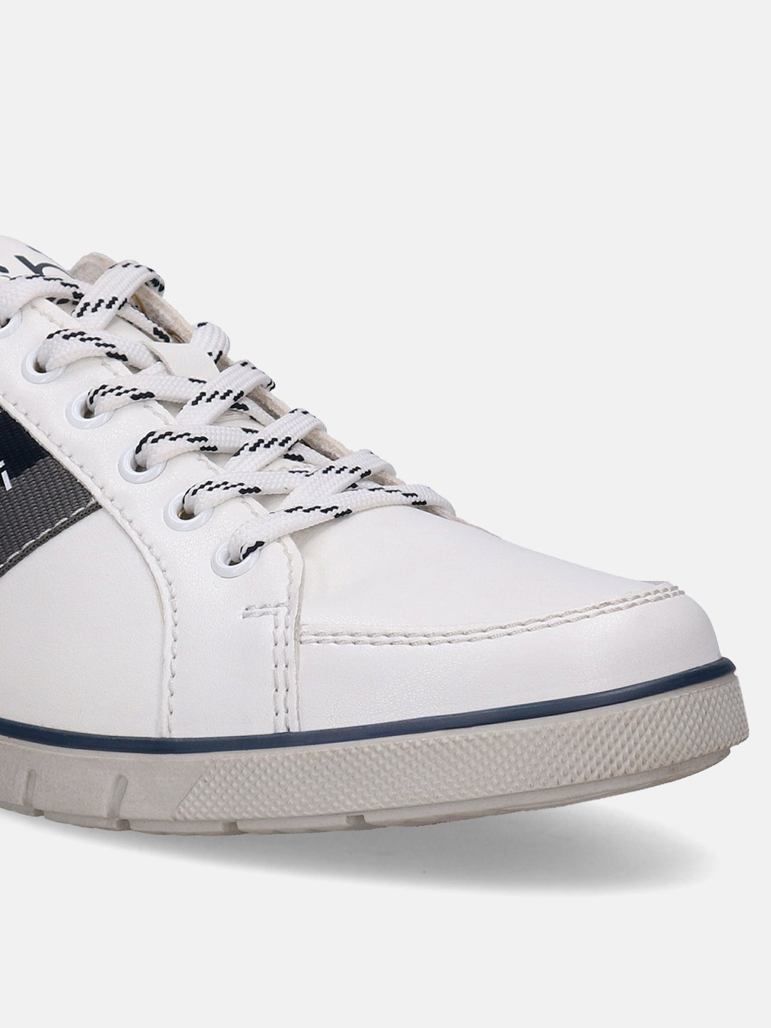 A white Men's bugatti Sneakers featuring a round plain toe, zero heels heel. Made from synthetic with a durable tpr outsole, this laces design offers both style and comfort.