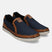 A blue Men's bugatti Loafers featuring a round toe apron toe, zero heels heel. Made from textile with a durable tpr outsole, this slip-on design offers both style and comfort.
