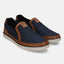 A blue Men's bugatti Loafers featuring a round toe apron toe, zero heels heel. Made from textile with a durable tpr outsole, this slip-on design offers both style and comfort.