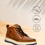 Bugatti Exeter Cognac Premium Leather Comfort Hightop Sneakers