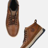 Bugatti Exeter Cognac Premium Leather Comfort Hightop Sneakers