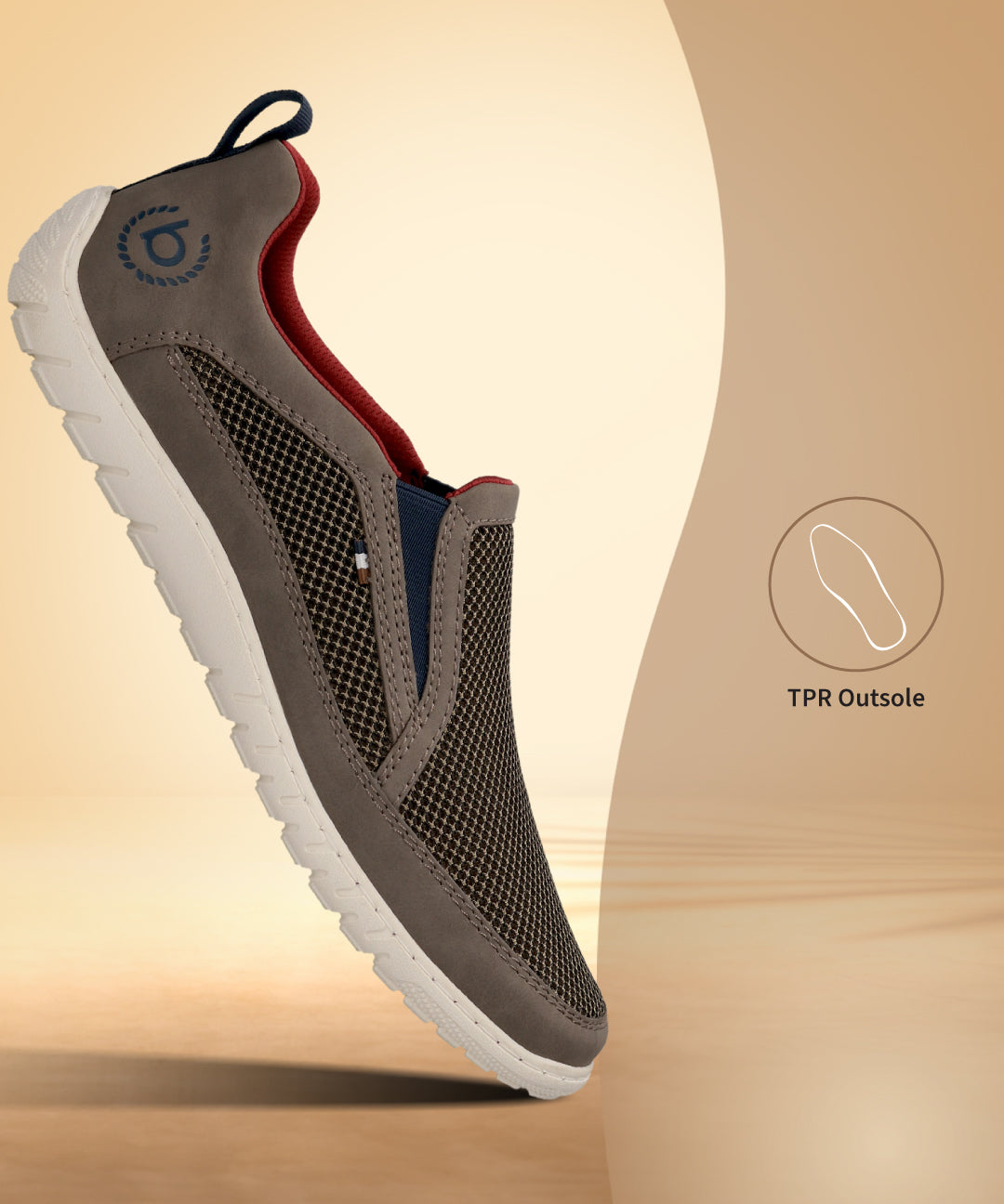 bugatti Bermudas dark grey casual slip-on shoe with a breathable mesh panel and red interior.
