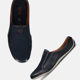 bugatti Dark Blue Premium Leather  Slip On