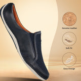 bugatti Dark Blue Premium Leather  Slip On