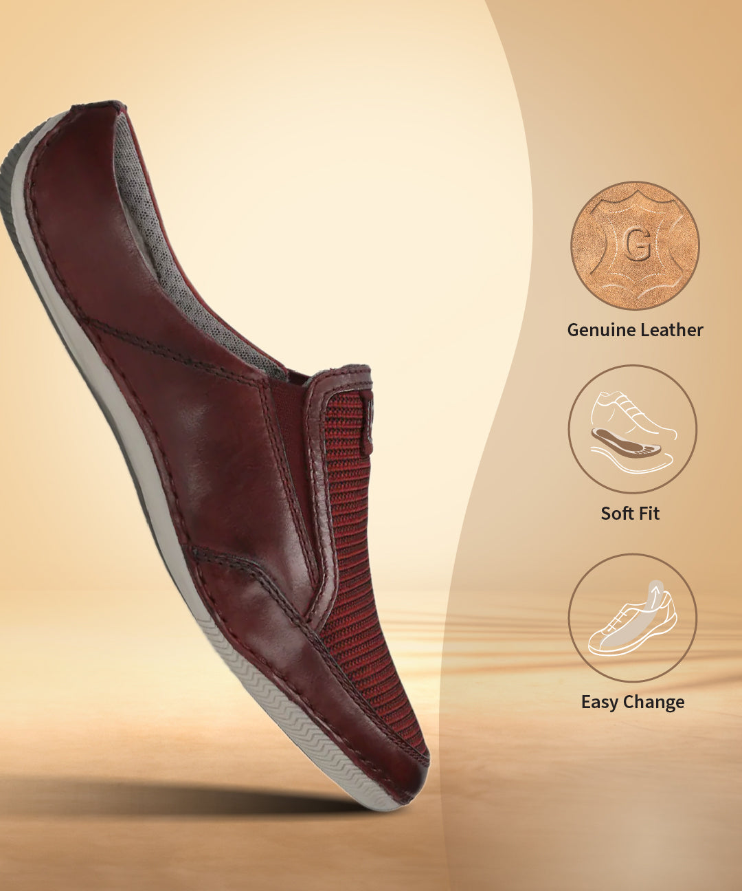 A grey Men's bugatti Mules featuring a round toe plain toe, zero heels heel. Made from premium genuine leather with a durable sebs (block copolymer) outsole, this slip-on design offers both style and comfort.