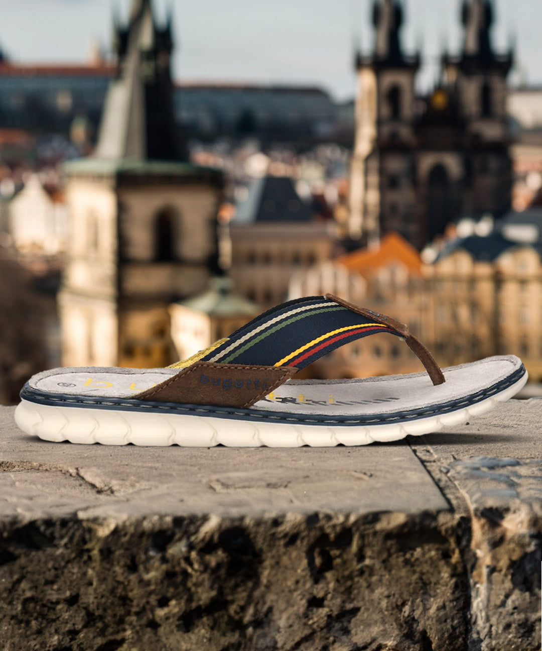 A multi Men's bugatti Thongs featuring a round open toe, zero heels heel. Made from synthetic with a durable synthetic outsole, this slip-on design offers both style and comfort.