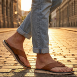 bugatti CORFU Cognac  Premium Leather Comfort Thong Sandals