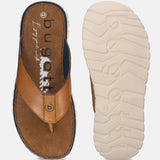 bugatti Cognac Premium Leather Thongs Sandals