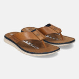 bugatti Cognac Premium Leather Thongs Sandals