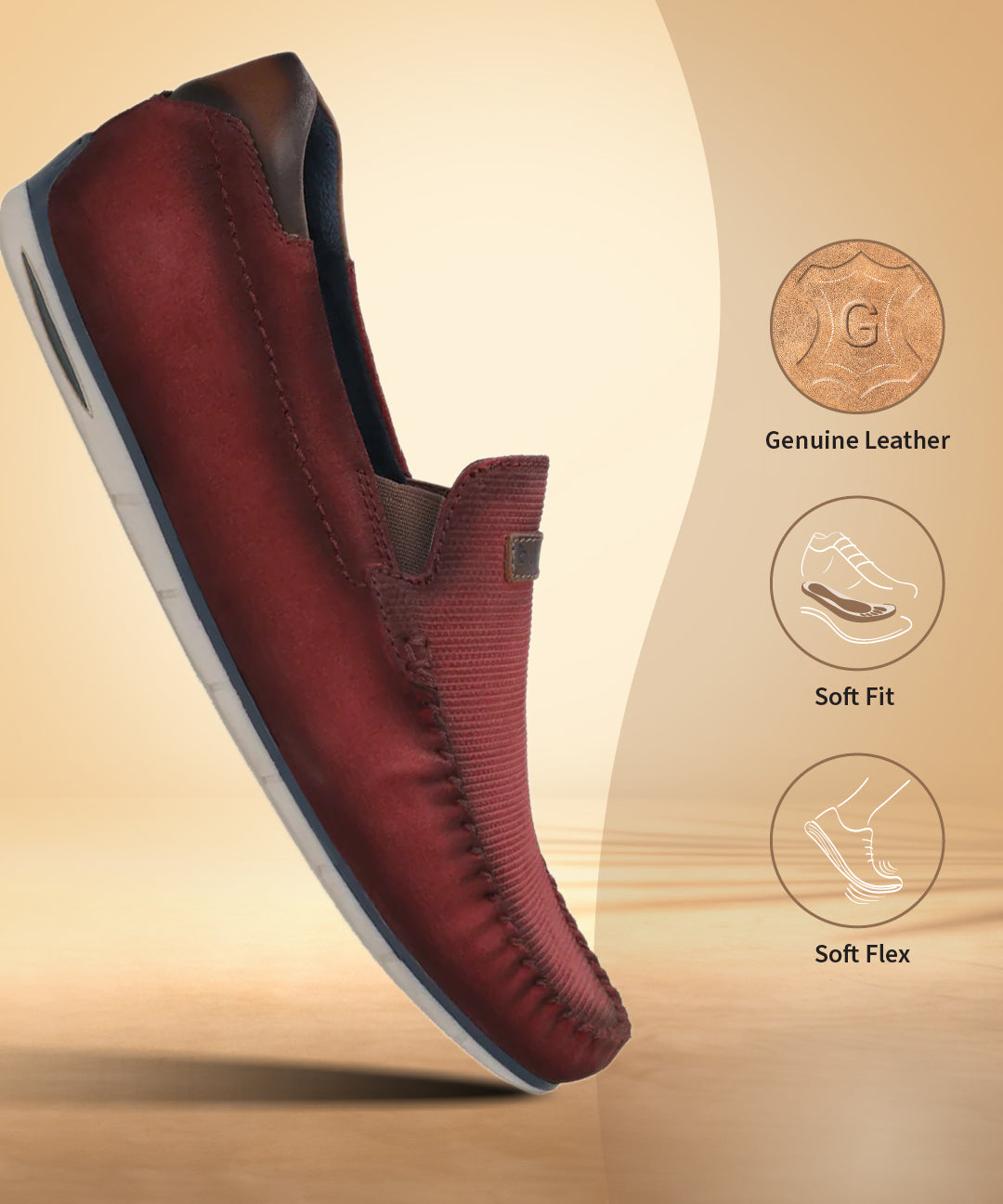 A grey Men's bugatti Casual Loafers featuring a square toe apron toe, zero heels heel. Made from premium genuine leather with a durable tr outsole, this slip-on design offers both style and comfort.