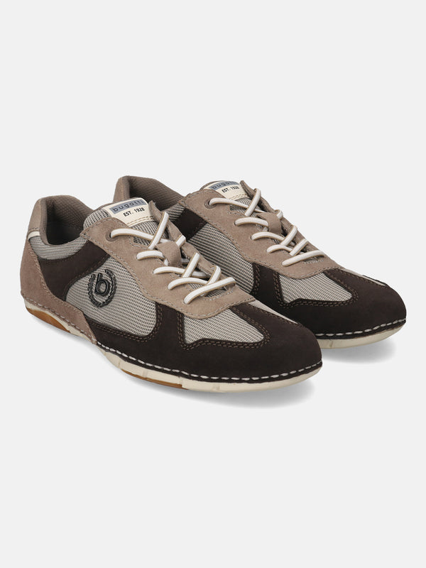 A brown Men's bugatti Sneakers featuring a round plain toe, zero heels heel. Made from suede leather with a durable sebs (block copolymer) outsole, this laces design offers both style and comfort.