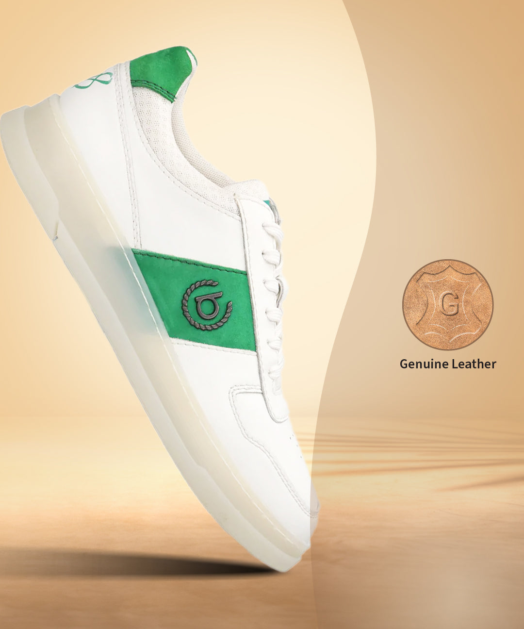 A white Men's bugatti Sneakers featuring a round toe plain toe, zero heels heel, and a wide fit. Made from premium genuine leather with a durable tpr outsole, this laces design offers both style and comfort.