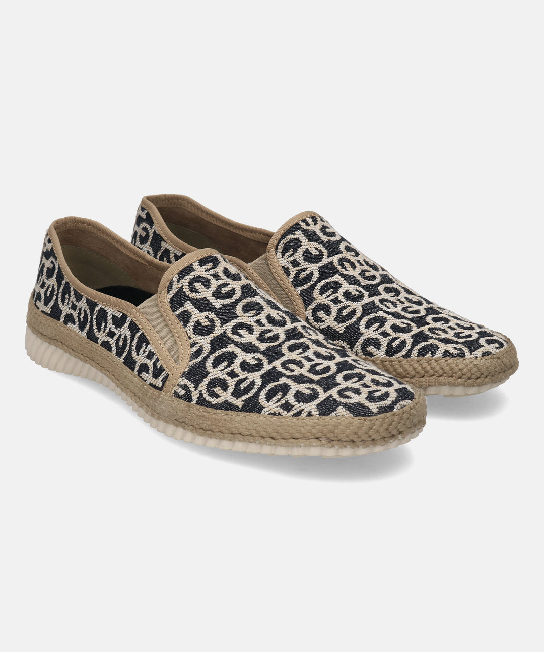 A black Men's bugatti Casual Loafers featuring a round plain toe, zero heels heel. Made from textile with a durable sebs (block copolymer) outsole, this slip-on design offers both style and comfort.