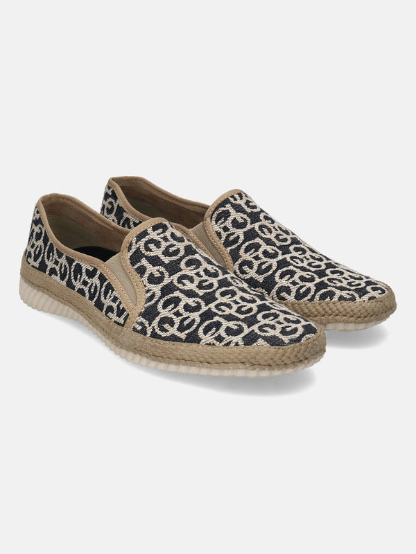 A black Men's bugatti Casual Loafers featuring a round plain toe, zero heels heel. Made from textile with a durable sebs (block copolymer) outsole, this slip-on design offers both style and comfort.
